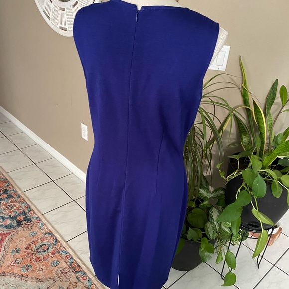 St. John Dress sz 8 Sleeveless Knit Purple Stretch Sheath Wool Blend - Picture 7 of 14